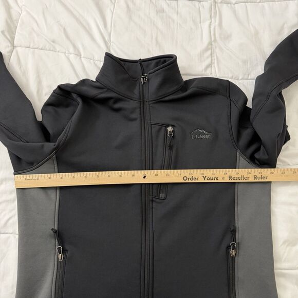 LL Bean Jacket Mens Large Black Full Zip Softshell Windproof Fleece 284602 - Picture 6 of 8